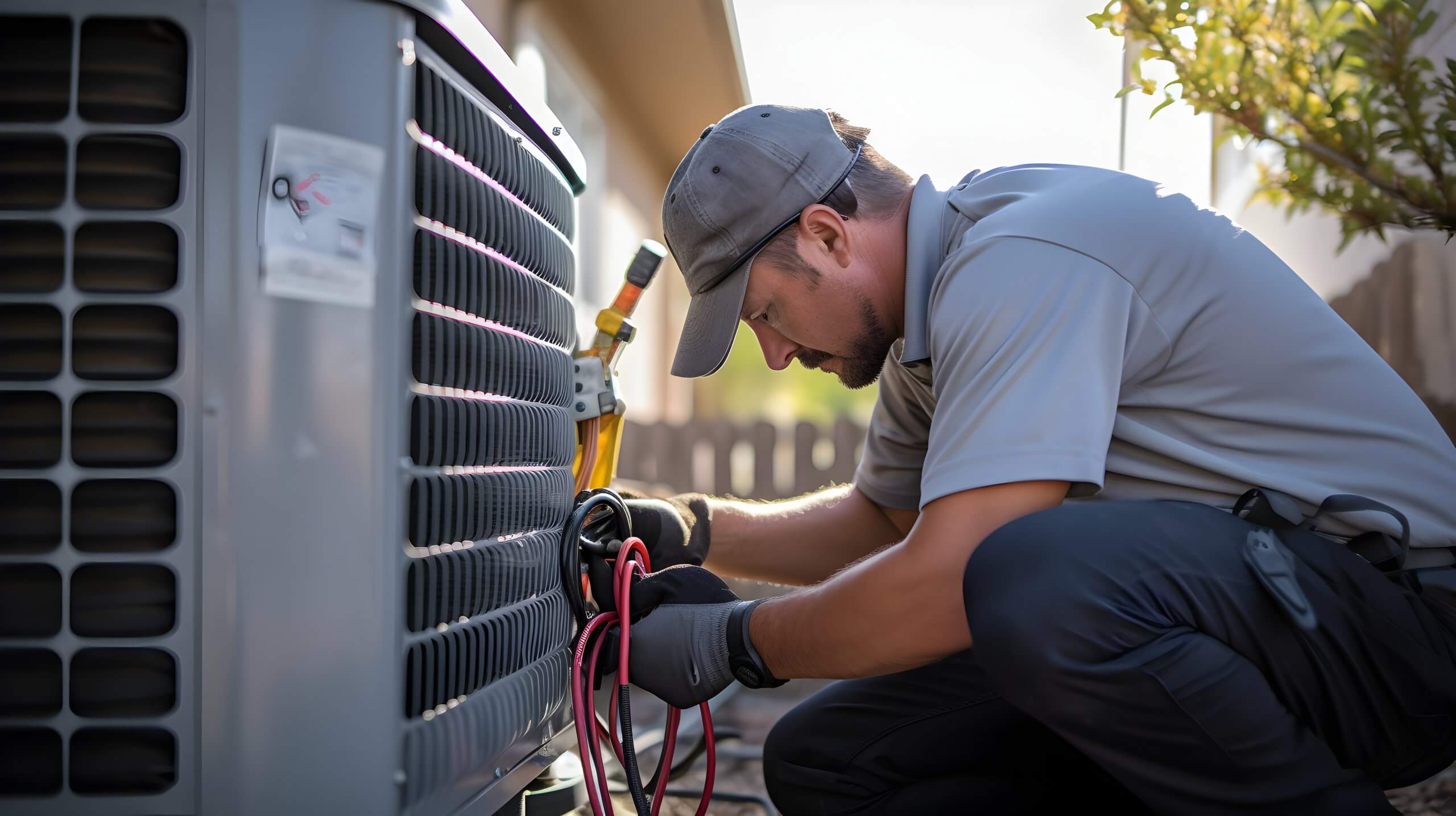 technician maintaining hvac