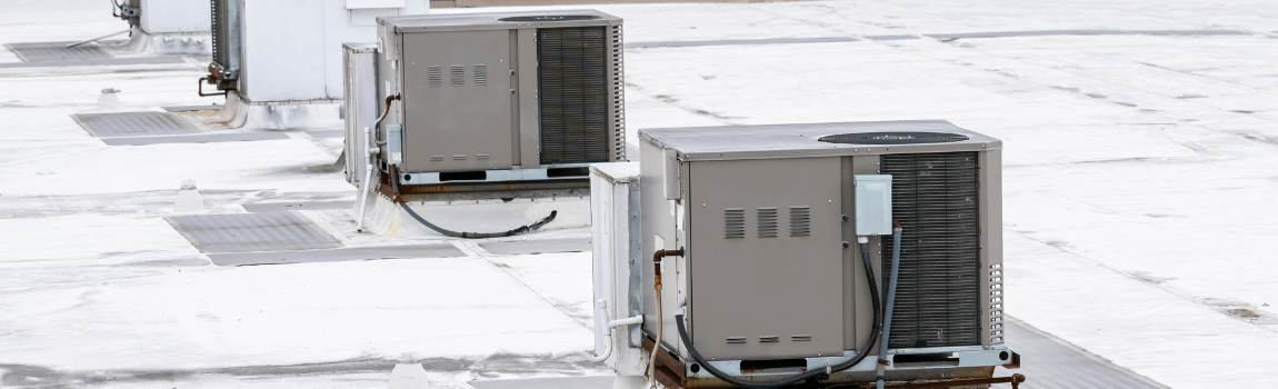 closeup of rooftop units on roof